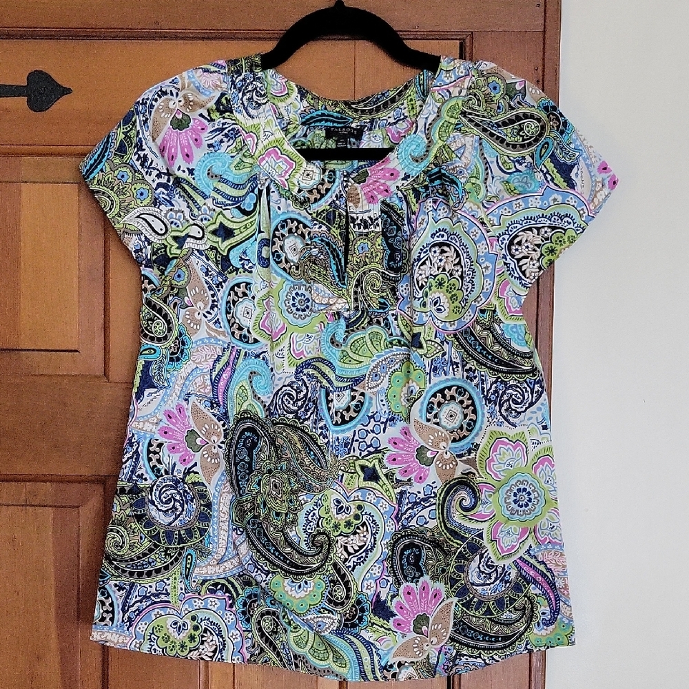 TALBOTS PETITES COLORFUL PAISLEY BLOUSE
